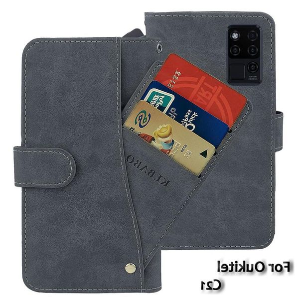 

leather wallet oukitel c21 case 6.4" flip fashion luxury front card slots cases cover business magnetic phone bags
