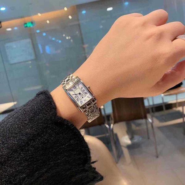 

two tiktok direct square broadcast live pin half steel band fashion watch ladies mechanical quartz watch all match ifnj, Slivery;brown