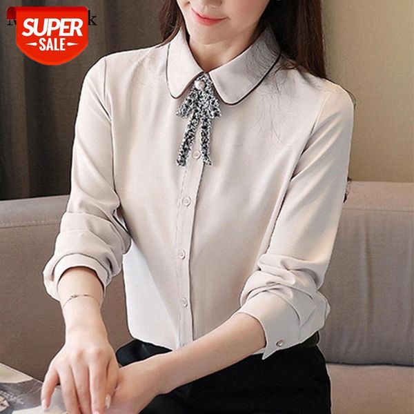

autumn plus size chiffon white blouse women 2021 long sleeve casual white shirt women cardigan shirts blouses blusas 8102 #s96y