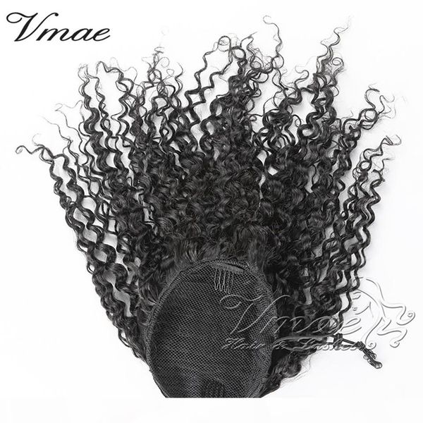 

vmae бразильский virgin human хвостик 140г 3a 3b 3c kinky завитые натуральных волос хвощ tight hole зажим в шнурком наращивание волос, Black