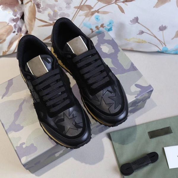 

luxury designer shoes rockrunner camouflage nappa sneaker men women sneakers sports skateboarding trainer flats trainers tennis shoes, Black