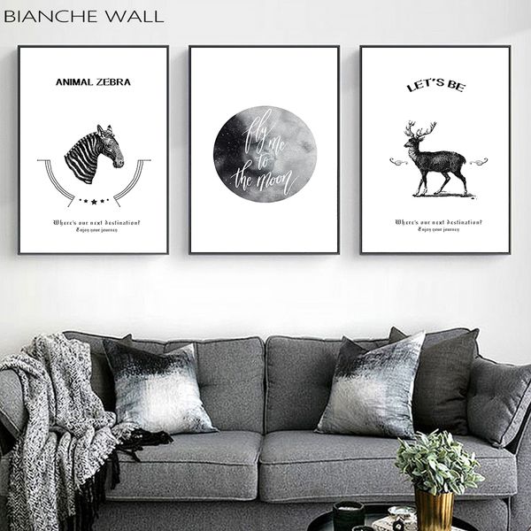 

zebra deer moon wall decoration poster nordic minimalist fashion design canvas art canvas painting wall picture home decoration