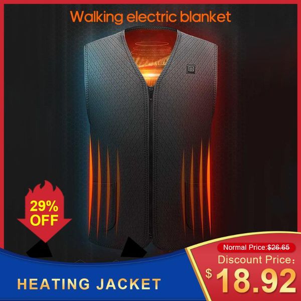 

men women heated vest clothes usb heating jacket winter electric thermal waistcoat outdoor business clothing heating vest, Gray;blue