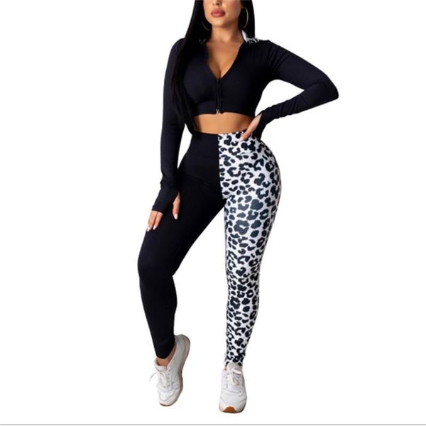 

женские одежда костюмы новые женской короткого hoodies + черный leopard прострочки брюки 2pcs эпикировка femme-футляр костюмы femme, Gray
