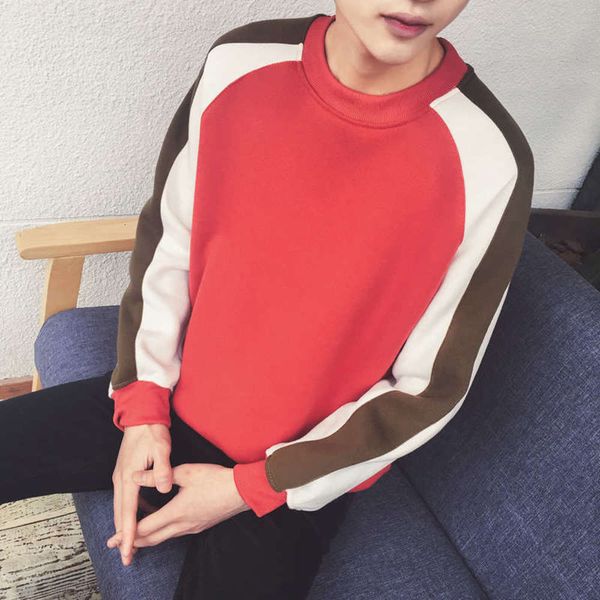 

and winter new pullover sports autumn large round neck solid color sweater casual loose men's top, Gray