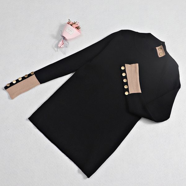 

2021 new color block women's euro style button down woman pullovers sweater soft crewneck female jumper knitted pull femm qhui, White;black