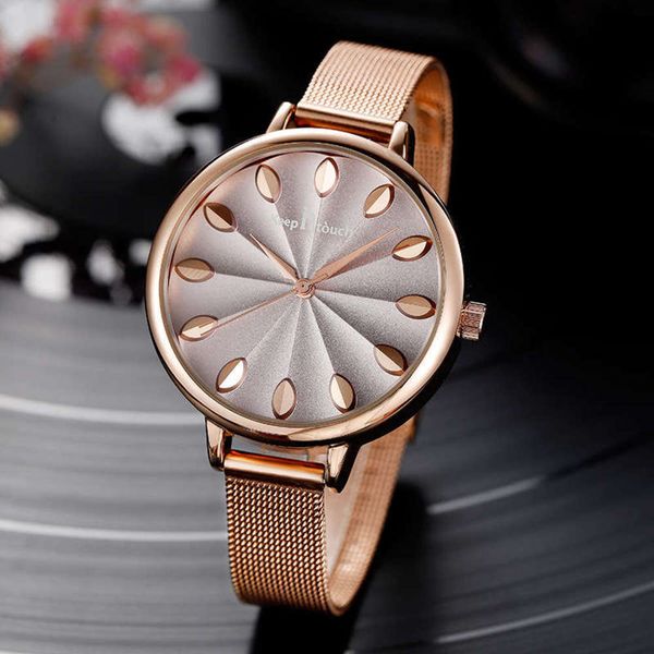 

tiktok lady quartz waterproof watch stainless student steel strap watch leisure shake voice mesh belt table, Slivery;brown