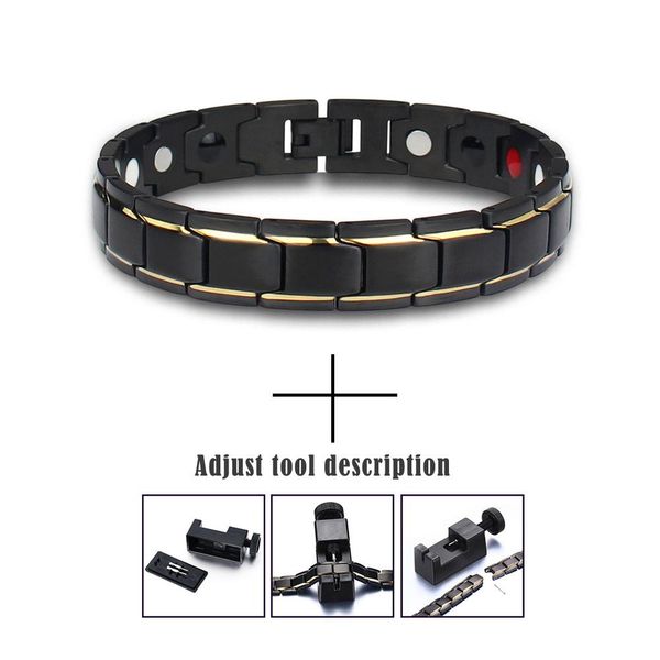 

мужчины из нержавеющей стали черный браслет для мужчин браслет панк мужчины здравоохранения магнитный браслет простой charm pulsera hombre w, Black;white