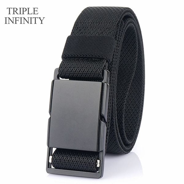

fashion men belt wear-resistant quick release metal magnetic buckle jeans casual nylon tactical 3.4cm width 220315, Black;brown