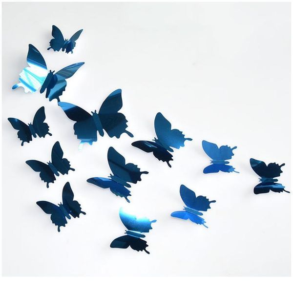 

12pcs mirror butterfly wall sticker decal butterflies 3d mirror wall art party wedding home decors fridge wall decal bbyqct