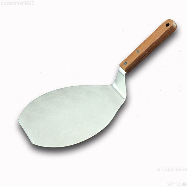 

d-50pcs wood handle stainless steel cake lifter server cookie spatula big pizza shovel baking tool accessories za4901