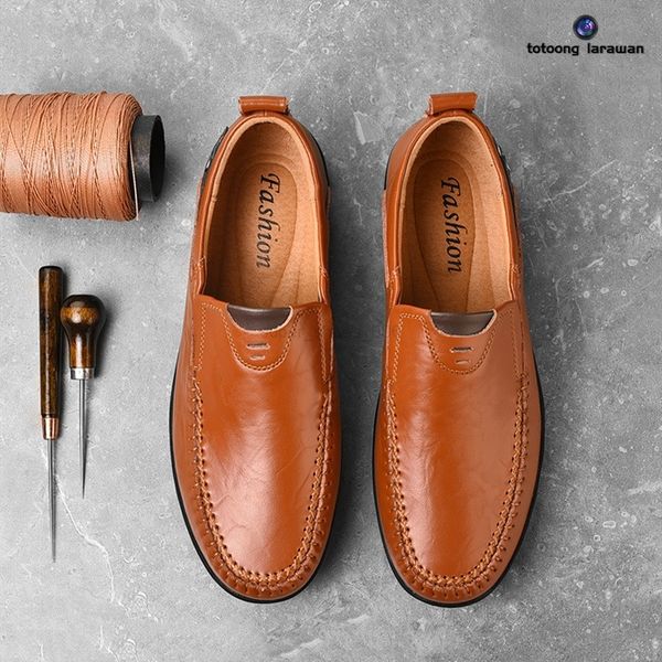 

men loafers fashion men casual leather shoes breathable men boat shoes 008, Black