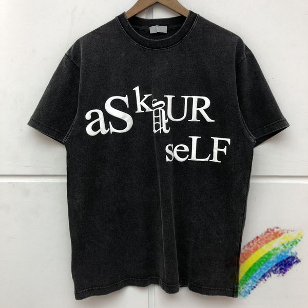 

t-shirt men women heavy fabric vintage letters printed tee, White;black