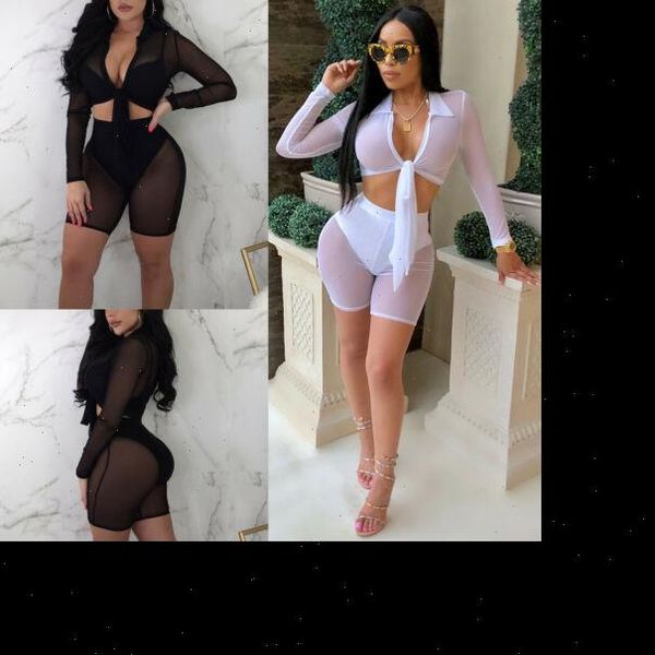 

women tracksuit hirigin women v neck lingerie summer leisure perspective mesh sleepwear 2piece set, Gray