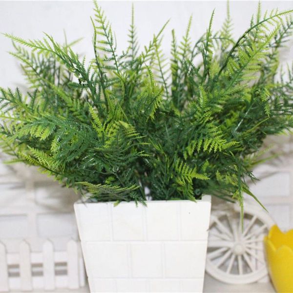 

decorative flowers & wreaths 1pcs simulation fern grass green plants artificial leaves flower wall hanging home wedding party decor