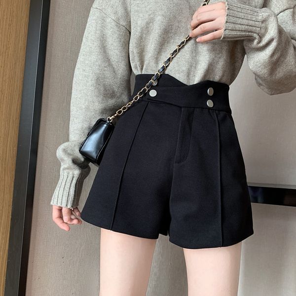 

2020 autumn new korean woolen shorts loose straight tube wide leg show thin, versatile boots casual pants women's wear