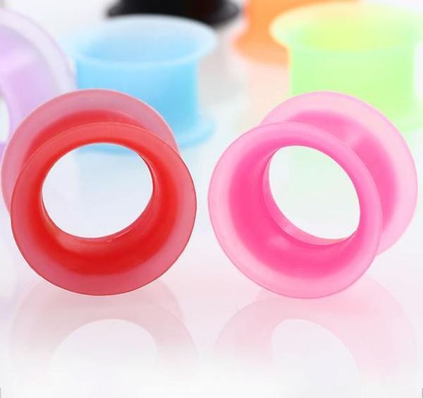 

100pcs ear gauges soft sile ear plugs ear tunnels body jewelry stretchers multi colors bbyofu bde_home, Silver