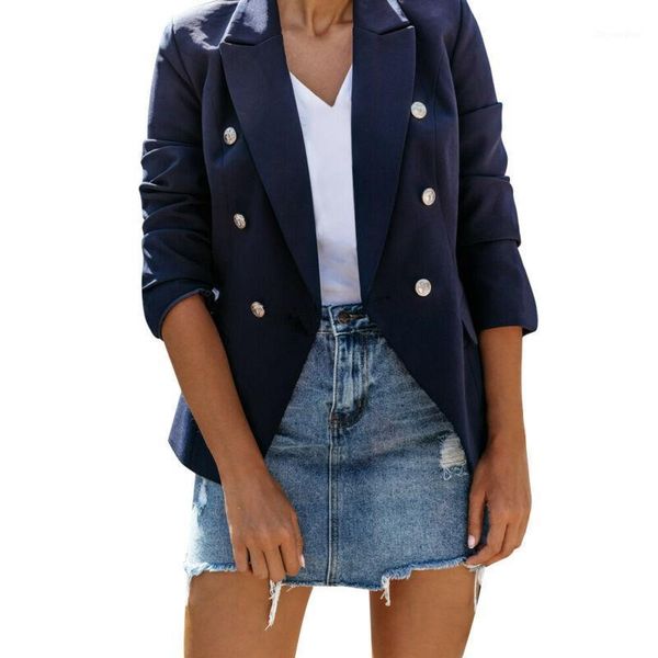 

women solid color button jacket fashion autumn long sleeve turn-down collar open stitch jacket coats1, Black;brown