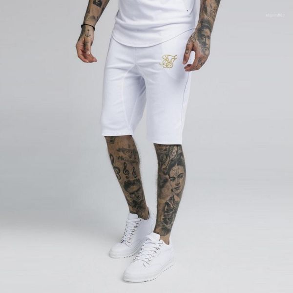 

new summer sik silk men's shorts gyms slim fit bodybuilding fashion joggers sweatpants men fitness short pants sportswear1, White;black