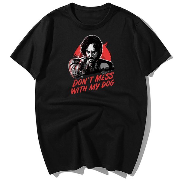 

забавный джон wick не шутите с моей собакой печати summer casual короткий рукав harajuku streetwear спорта толстовка с капюшоном толстовка м