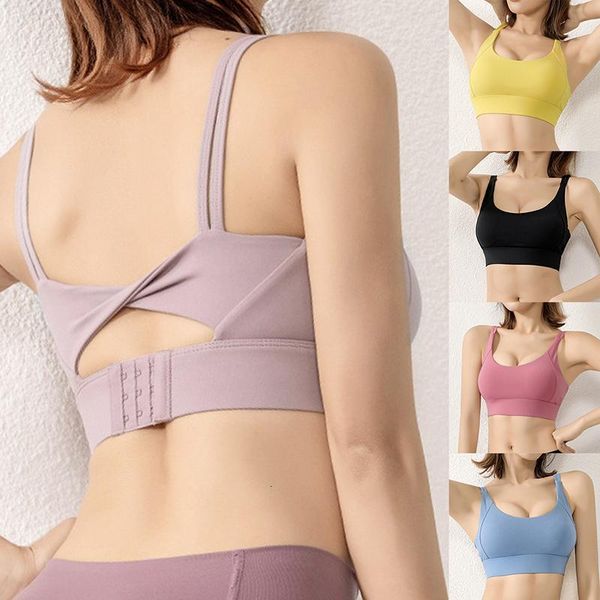 

sports bra for women push up cross straps yoga running gym fitness femme active wear padded underwear crop female, White;black