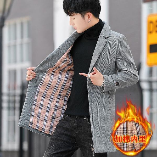 

cloth coat male long new men wool woolen cloth coat in the fall and winter of 2020 men's trench1, Black