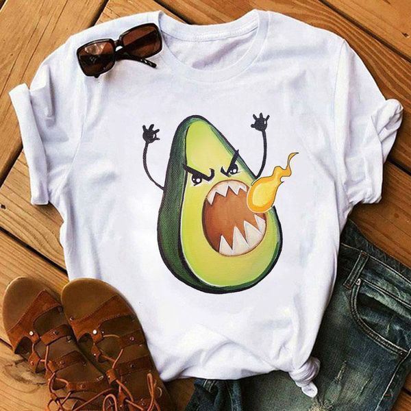 

funny women tshirt summer short sleeve tee angry avocado printed cartoon t-shirt female graphic tee shirts camiseta femina, White