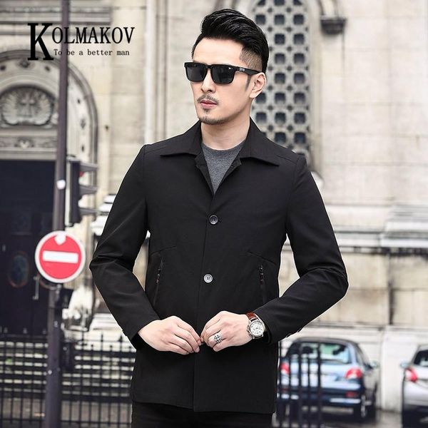 

kolmakov new thin men's windbreaker business casual coat solid color jacket with short lapelmale size -4xl, Tan;black