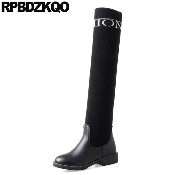 

stretch 10 chunky big size fur winter over the knee shoes black suede 11 tall casual slim thigh high boots for plus women1