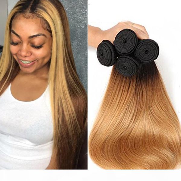 

9a 1b 27 ombre straight human hair peruvian straight hair 4pcs indian virgin hair malaysian bundles ombre human extensions weave, Black;brown