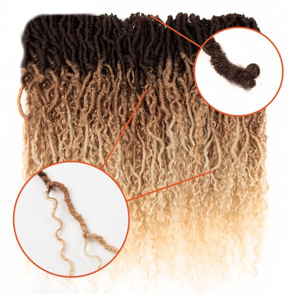 18 pollici disordinato dea finte locs ricci treccia all'uncinetto trecce bohemien morbide sintetiche estensioni dei capelli per donne nere intrecciatura all'uncinetto preloop