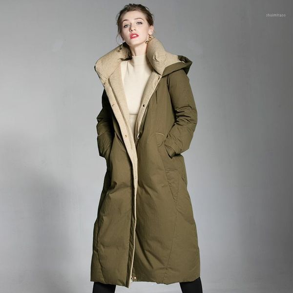 

2019 new women down jacket winter white duck down coat warm parkas snow outwear1, Black