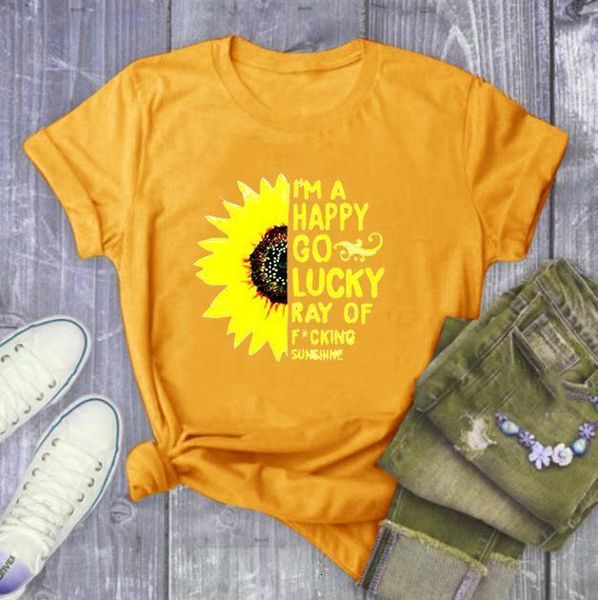 

sunflower letter print t shirt women short sleeve o neck loose tshirt 2021 summer women tee shirt camisetas mujer, White