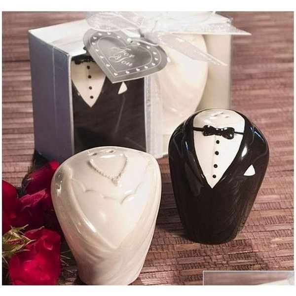 

wedding bridal party gifts groom and bride salt & pepper shaker shipping mttnw