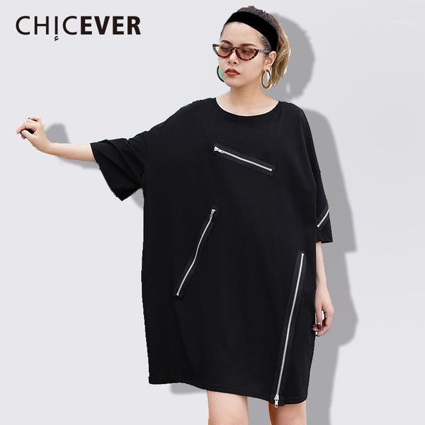 

chicever zipper women's clothing of large sizes o neck half batwing sleeve long black female t-shirt casual clothes fashion new1, White