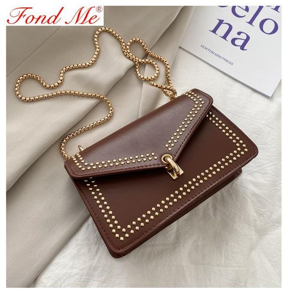 

new fashion chain rivet shoulder crossbody small square bag