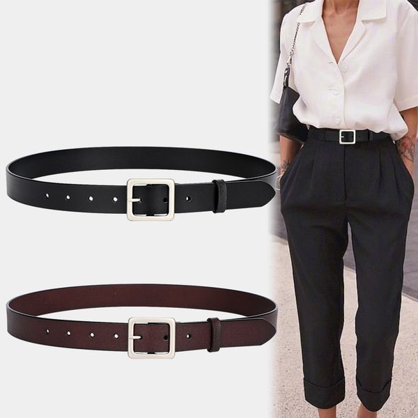 

новые чистая кожа коровы ремни для женщин европейской и американской моды площади pin пряжка женщин ремни черный кофе коричневый, Black;brown