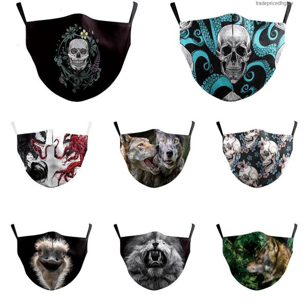 

print lion skull face animal cartoon masks mouth reusable washable fabric mask prote 1j6p