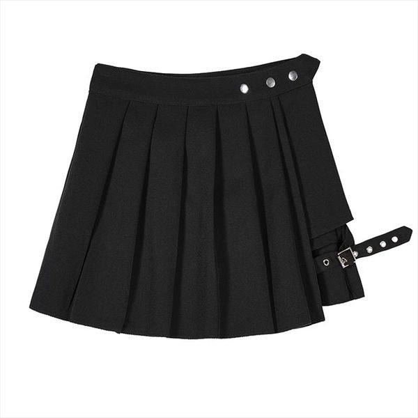 

новый harajuku 2020 женщины мода лето юбка плед мини плиссированные юбки punk gothic высокой талией женщина короткие юбки с шортами, Black