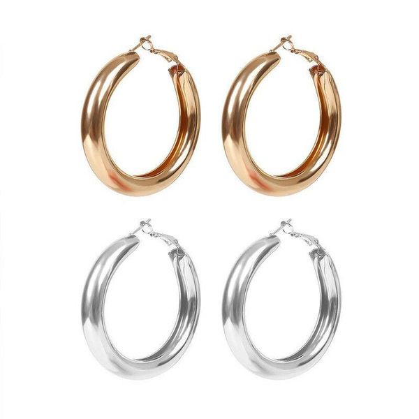 

hoop & huggie 50mm fashion golden color earrings for women statement punk 2021 brinco jewelry wholesale gift, Golden;silver