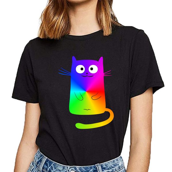 

t shirt women funny rainbow cartoon cat heather prism funny white print female tshirt sport hooded sweatshirt hoodie