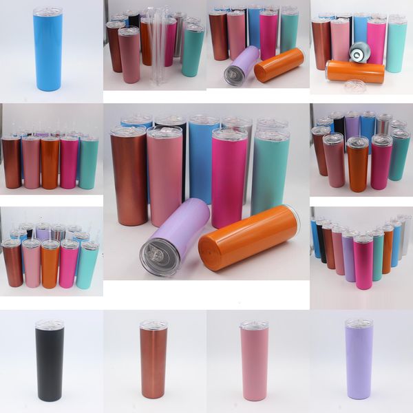 

20oz stainless steel skinny tumbler vacuum insulated straight cup beer coffee mug glasses with lids straws mugs 1 nd6p2
