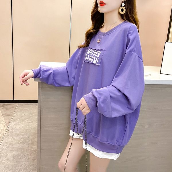 

осень новый супер свитер sweaterpopular cec свободный корейский стиль длинного рукав поддельного два куска тонкого свитера большого размера, Black