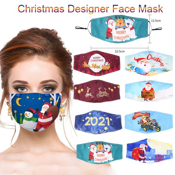 Felice anno nuovo Natale maschera per il viso in calicò per adulti maschere in cotone lavabile antiappannamento maschere per feste in cartone animato a colori maschere per lo stilista