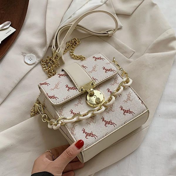 

horse printing mini tote bag women 2020 chain fashion handbags female square cellphone crossbody bag hand vintage