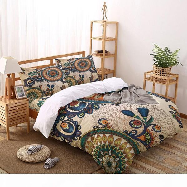 

geometric circular silhouette flowers leaves texture printed duvet cover set 4 piece bedding set home textile customizable