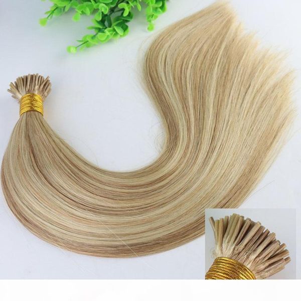 

8а two tone dip dye piano волос 12 # 613 # 100strands я стик кончик волос pre-стружечных бразильский remy человеческих волос, Black