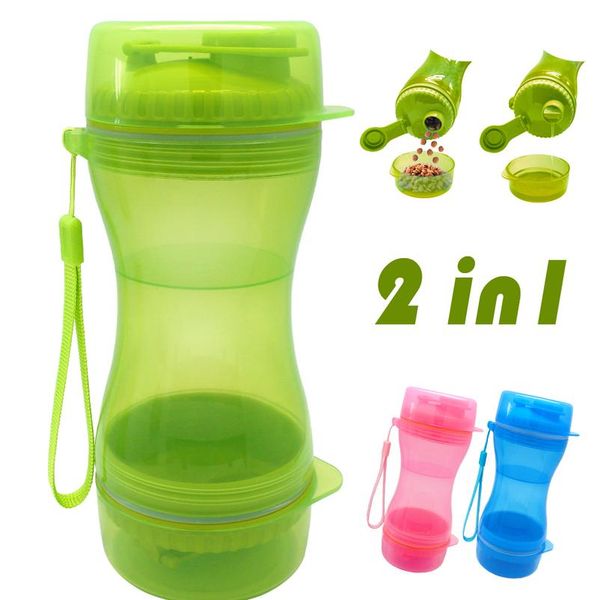 

2 in 1 portable pet dog water bottle food container for small large dogs travel drinking bowl outdoor pet water dispense qylqvg