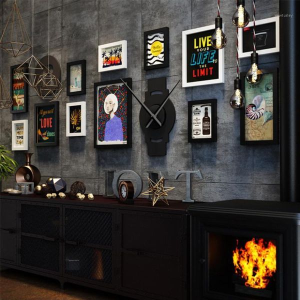 

frames sufeile living room combination decorative po frame solid wood home wall industrial wind big clock decoration d301