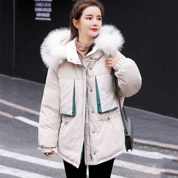 

cotton clothing women short paragraph winter jacket women coat new thick new with hats fluffy cotton jacket 201028, Black